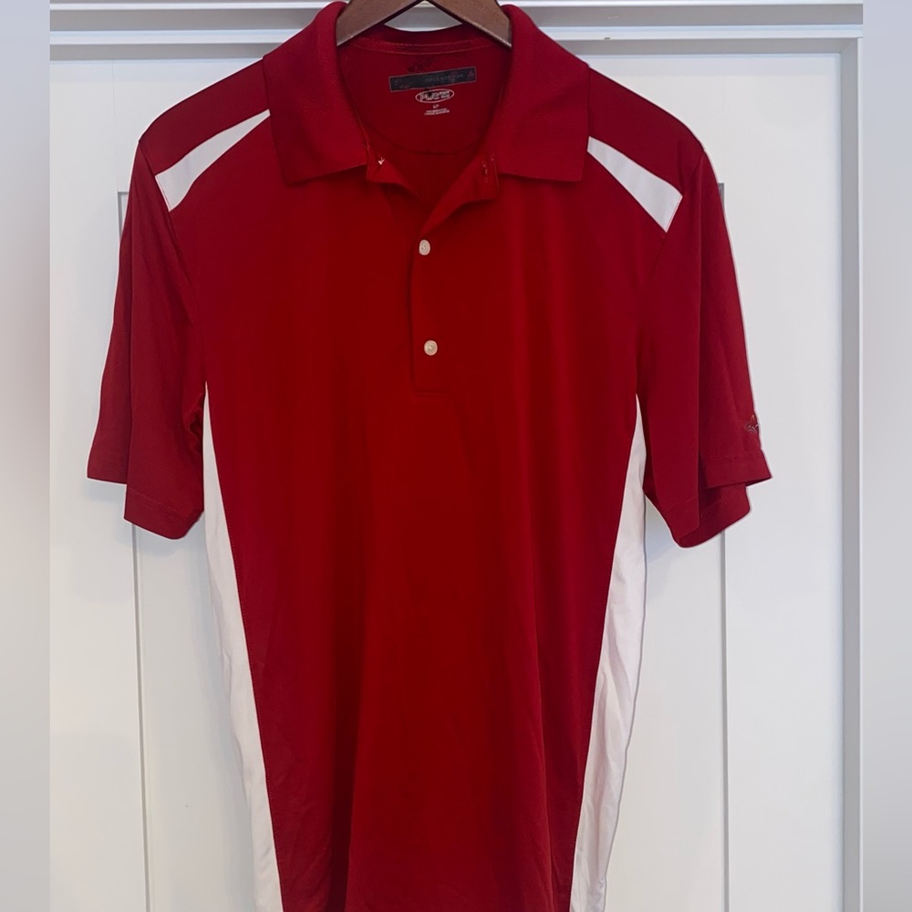 Greg Norman - Red/White Short Sleeve Golf Shirt